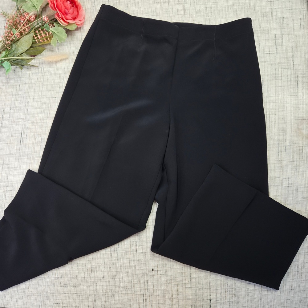 Ann Taylor Womens Black Wide Leg Dress Pants Side Zip Workwear Size 14 NWT